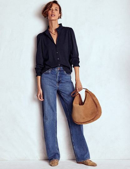 Effie Hemd mit gesmokten Details-Marineblau-1