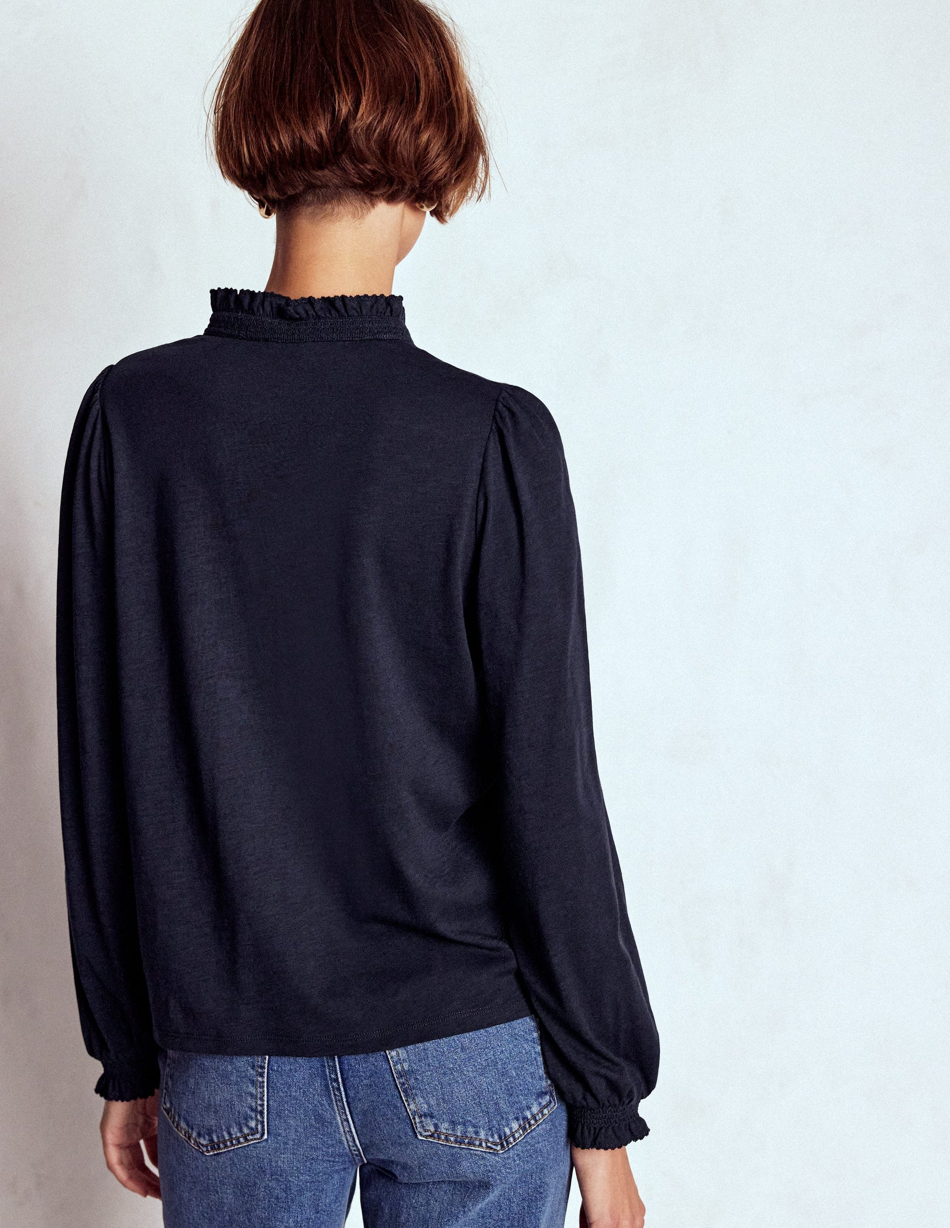 Effie Hemd mit gesmokten Details-Marineblau-3