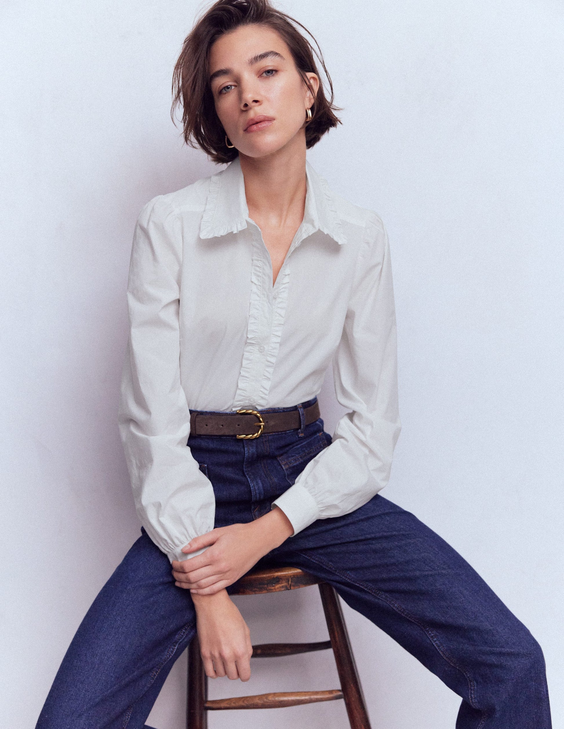 Cara Baumwollhemd-Weiß Rüschen-1