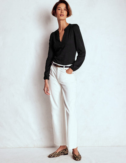 Superweiches Oberteil mit gekerbtem Ausschnitt-Schwarz-4