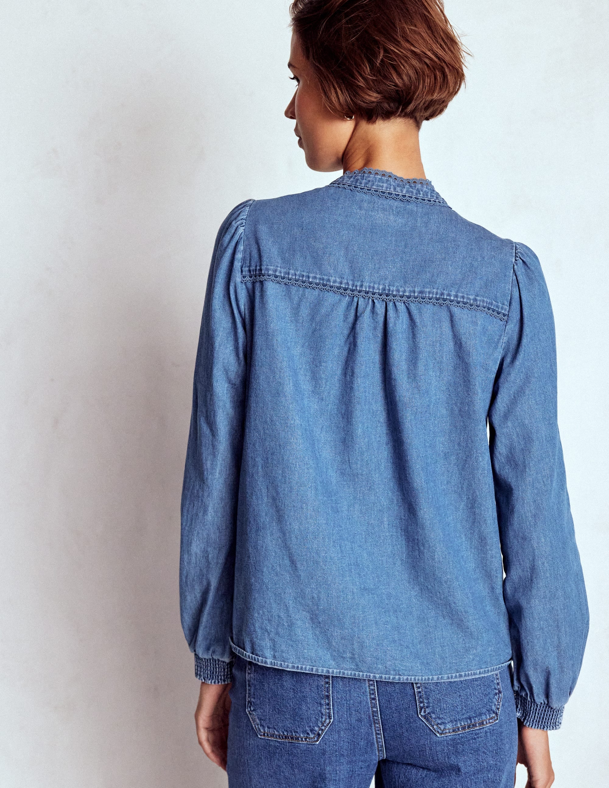 Rhea Denim-Oberteil mit Besatz-Ausgeblichene Optik - Image 3