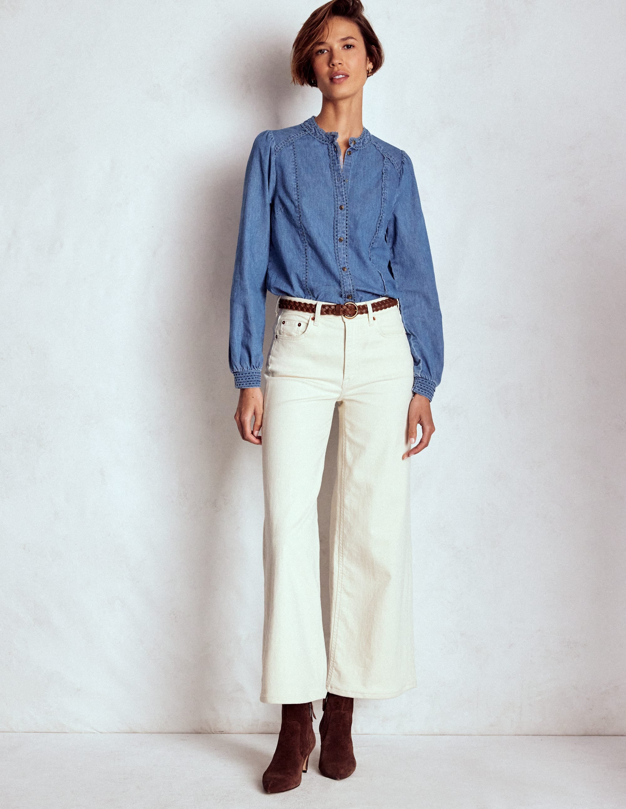 Rhea Denim-Oberteil mit Besatz-Ausgeblichene Optik - Image 5