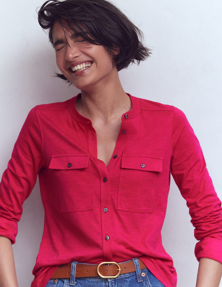 Hemd mit Steppnähten und Brusttasche-Granatapfel