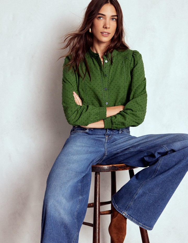 Rhea Oberteil aus Baumwoll-Dobby-Promenadengrün