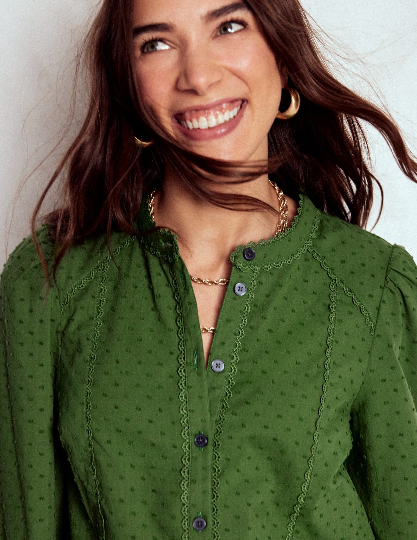 Top Rhea en plumetis de coton-Vert promenade