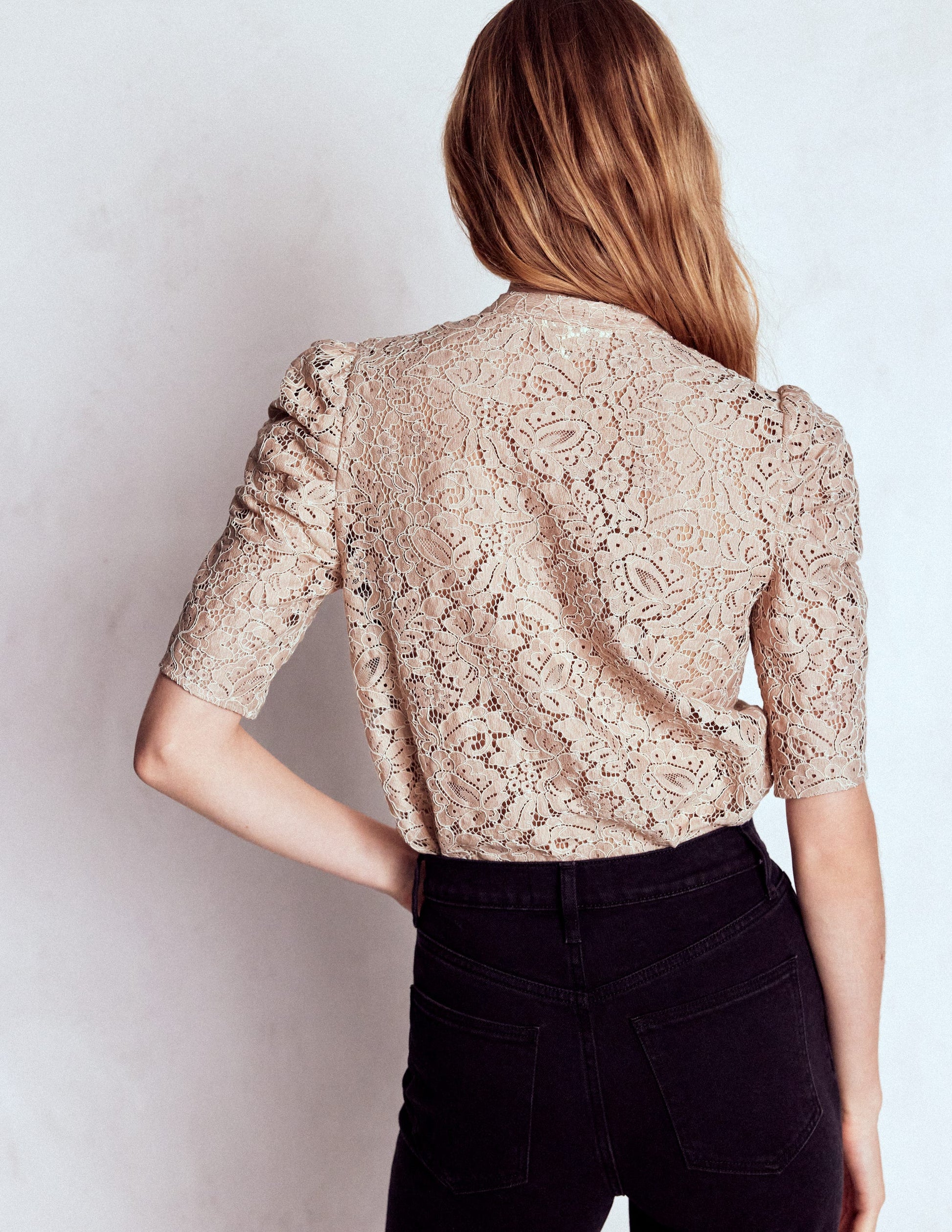 Lace Mutton Sleeve Top-Heather Rose-4