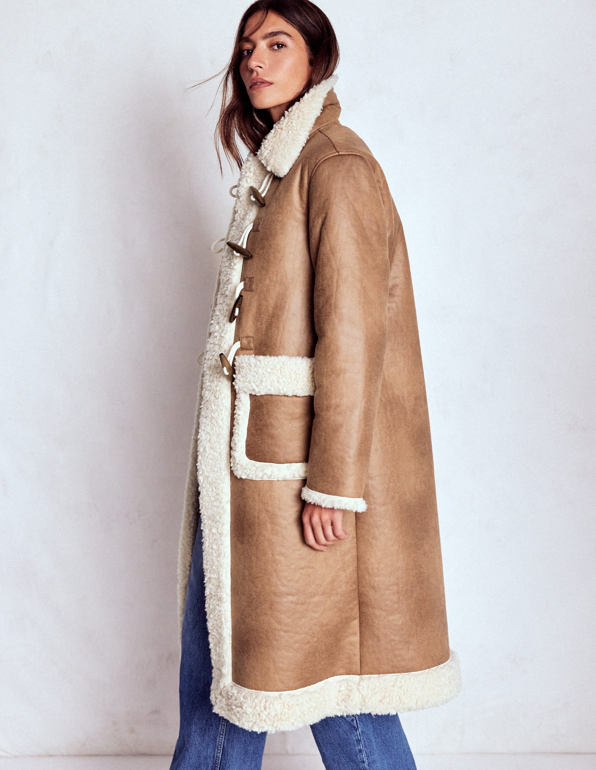 Teddyfell-Dufflecoat-Kamel, Naturbelassenes Teddyfell - Image 1