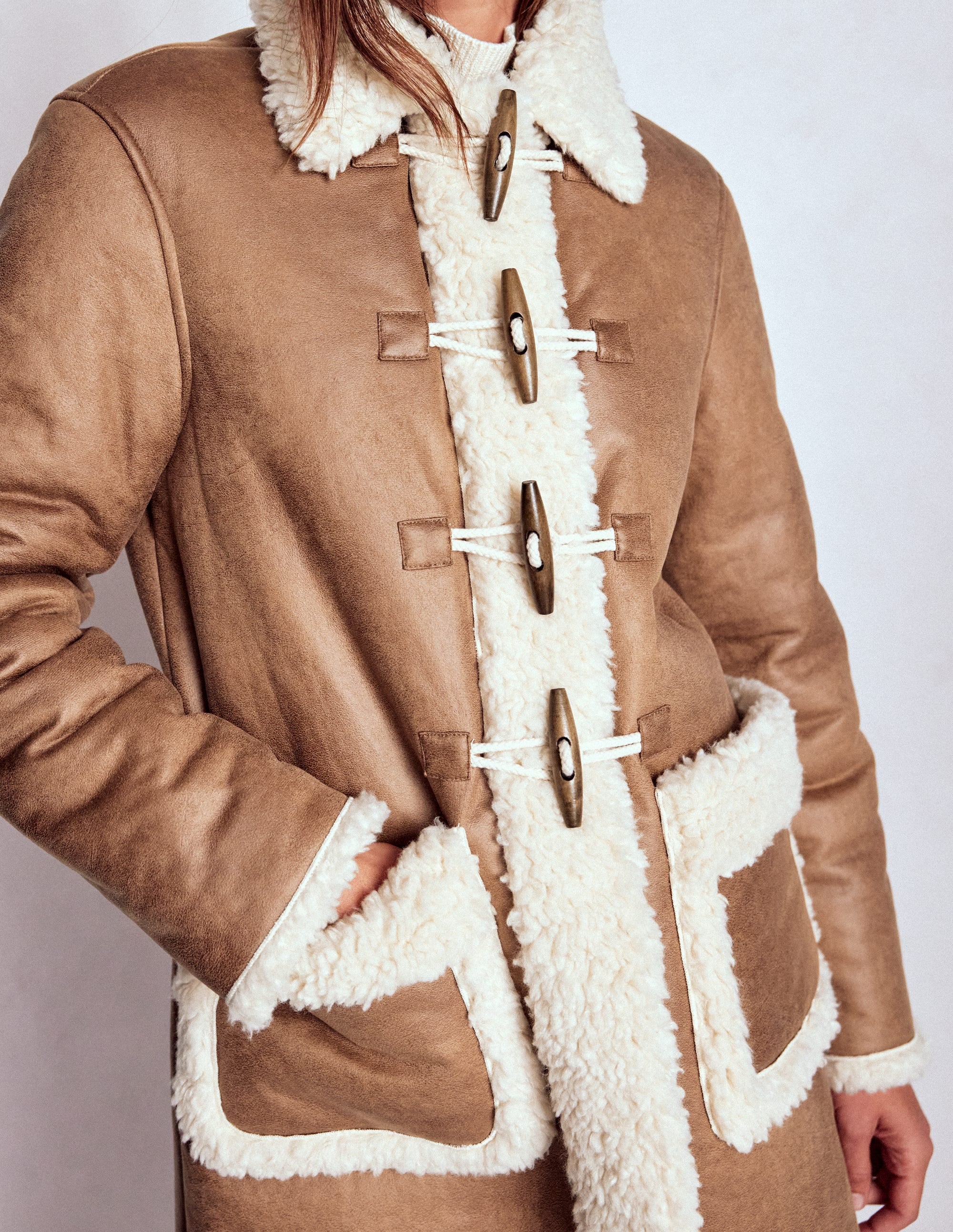 Teddyfell-Dufflecoat-Kamel, Naturbelassenes Teddyfell - Image 2