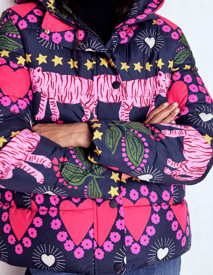 Wattierte Steppjacke-Französisches Marineblau, Verziert, Tiger-3