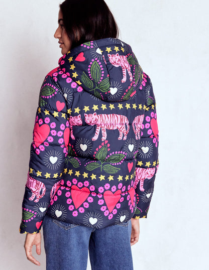 Wattierte Steppjacke-Französisches Marineblau, Verziert, Tiger-4