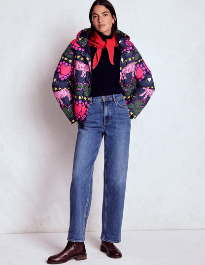 Wattierte Steppjacke-Französisches Marineblau, Verziert, Tiger-5