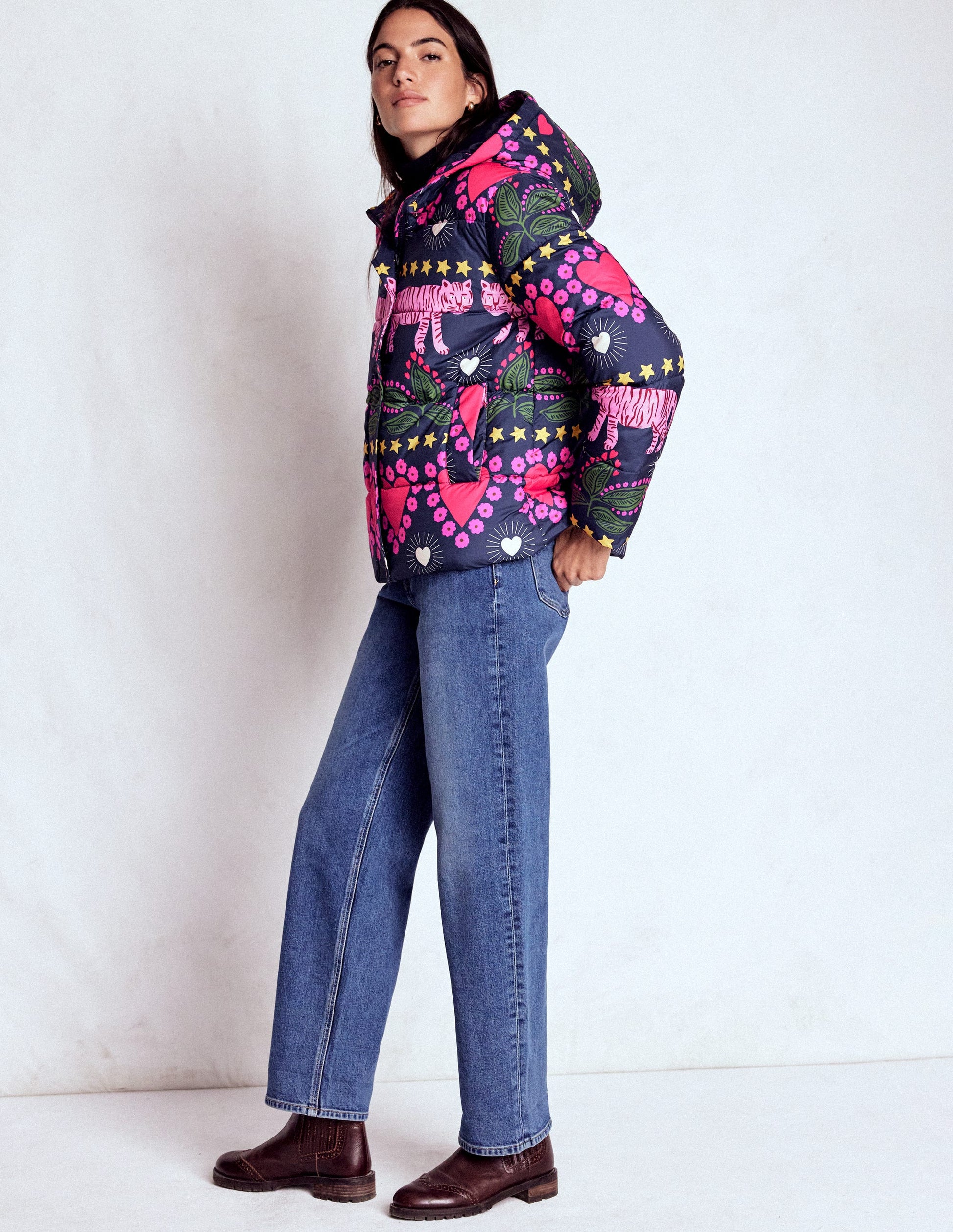 Wattierte Steppjacke-Französisches Marineblau, Verziert, Tiger-6