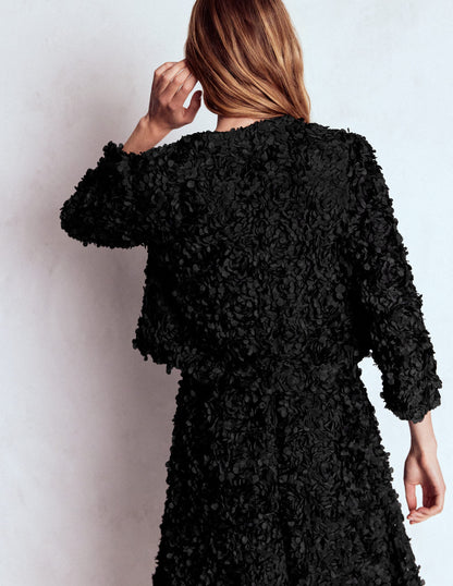 Petal Textured Cropped Jacket-Black, Petal Tulle-5