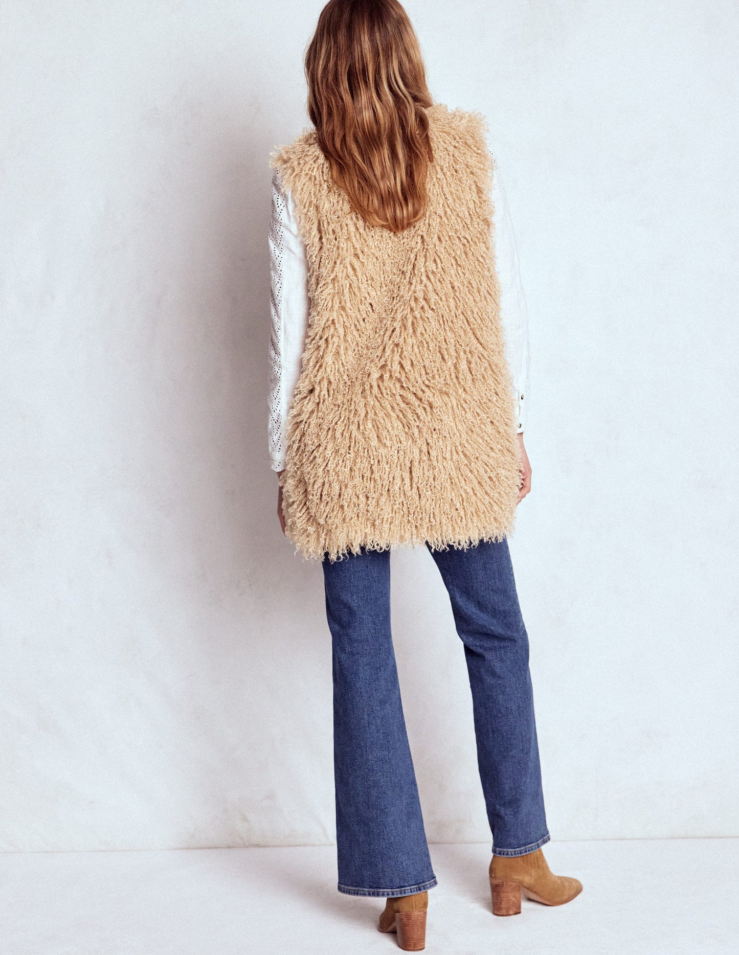 Faux Fur Long Gilet-Sand Dune, Fur