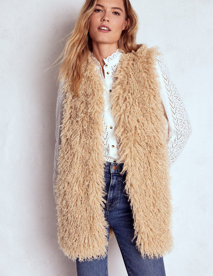 Faux Fur Long Gilet-Sand Dune, Fur-7