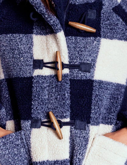 Borg Duffle Coat-College Navy Gingham-3
