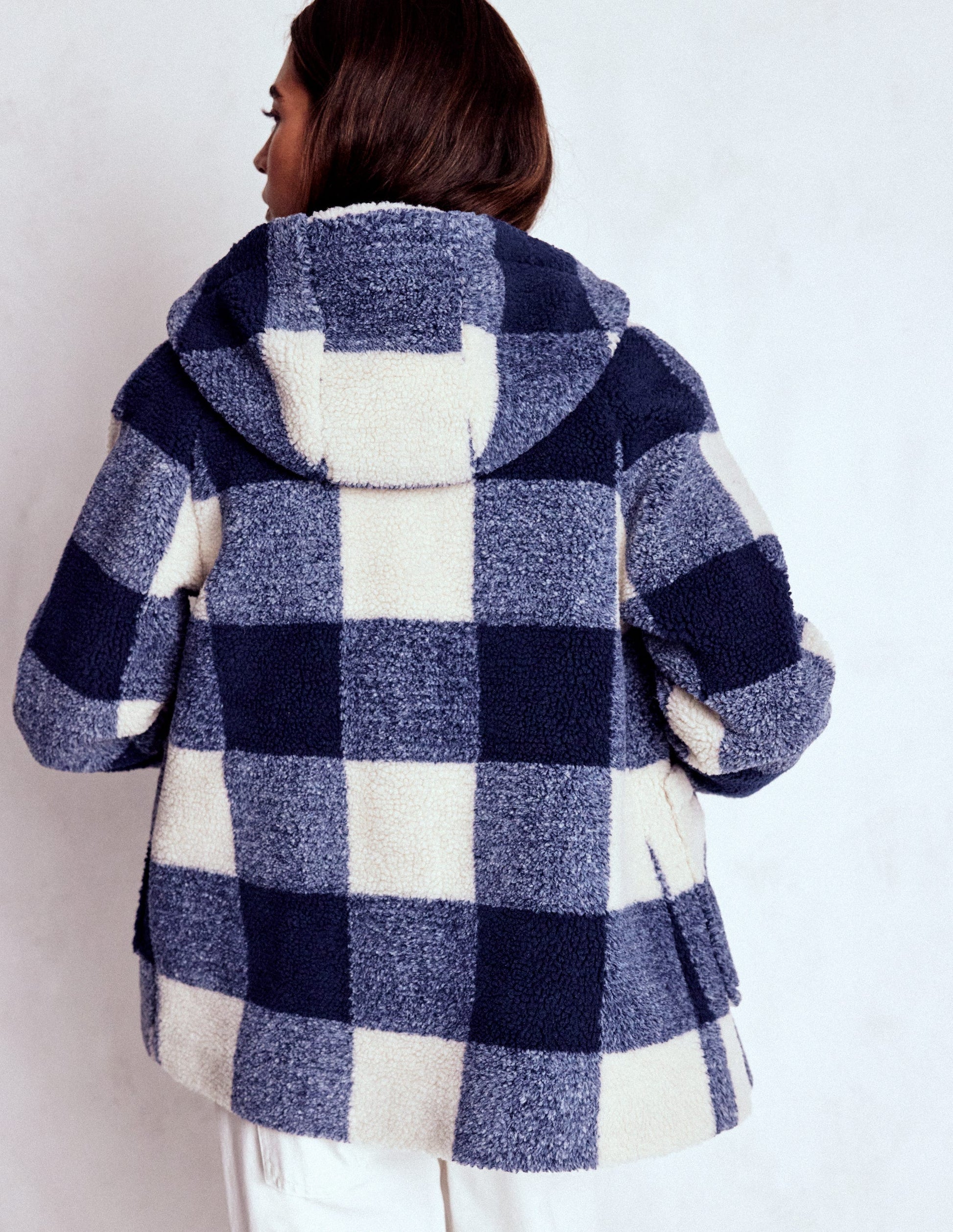 Borg Duffle Coat-College Navy Gingham-4