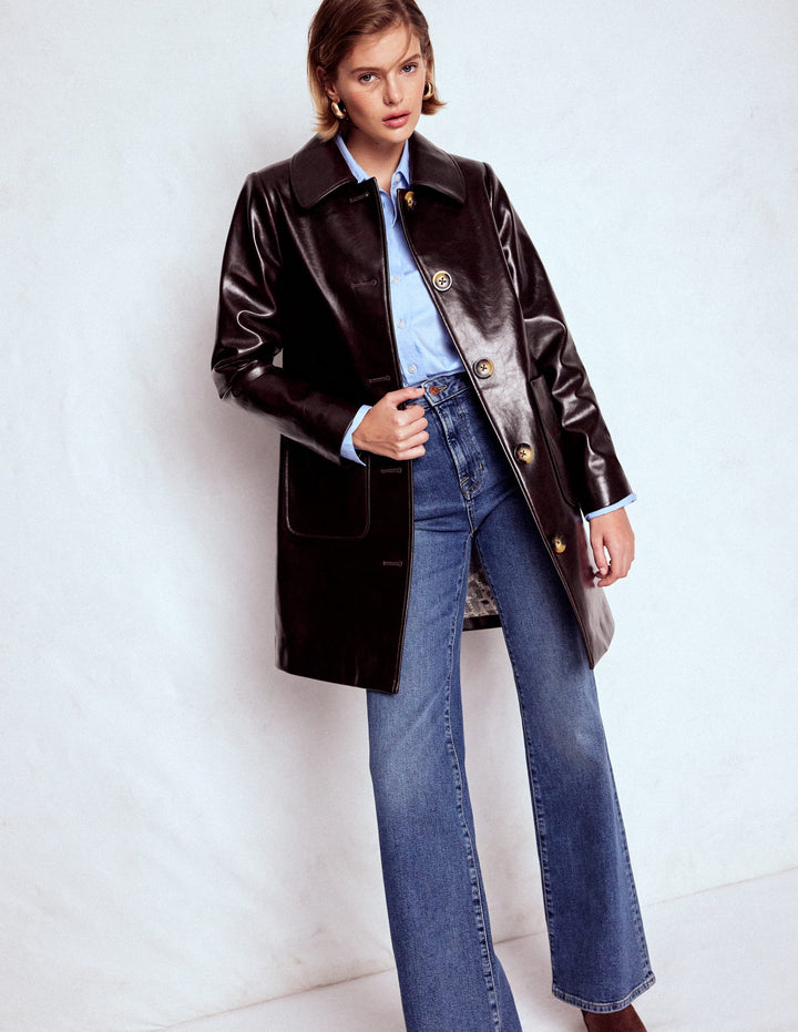 Manteau Carlisle en similicuir-Cerise foncée