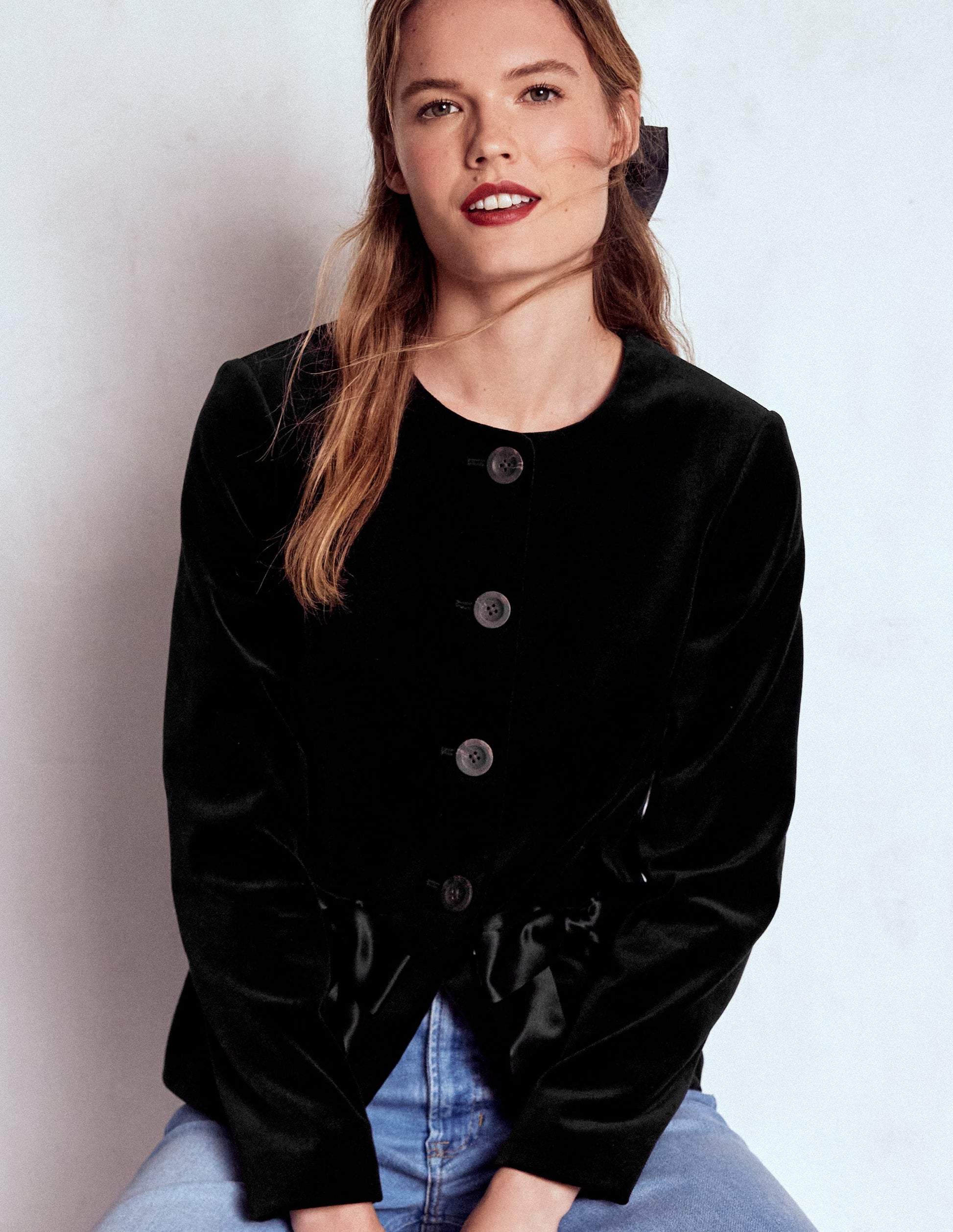 Hampstead Velvet Blazer-Black-1