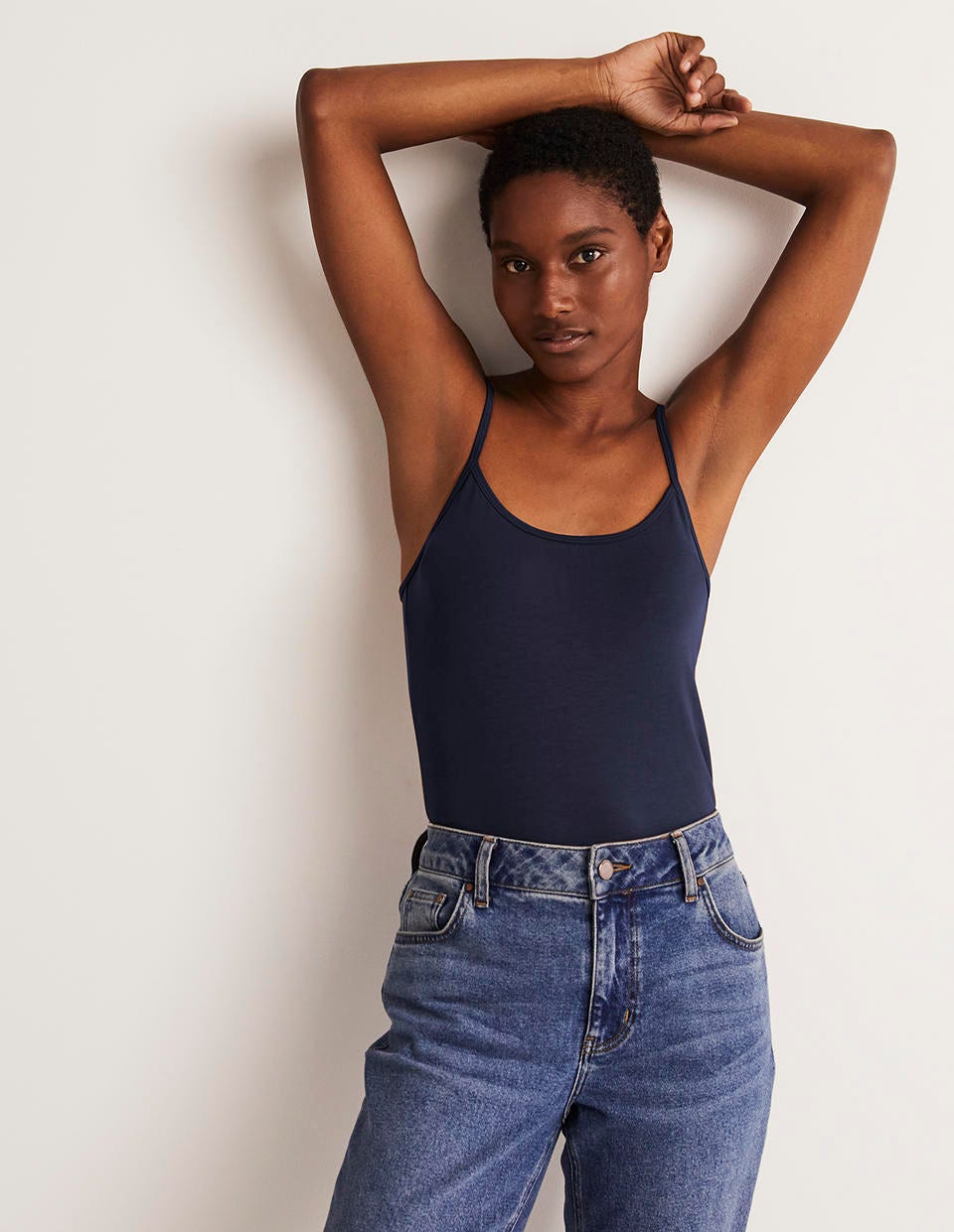 Plain Cami Top-Navy-1