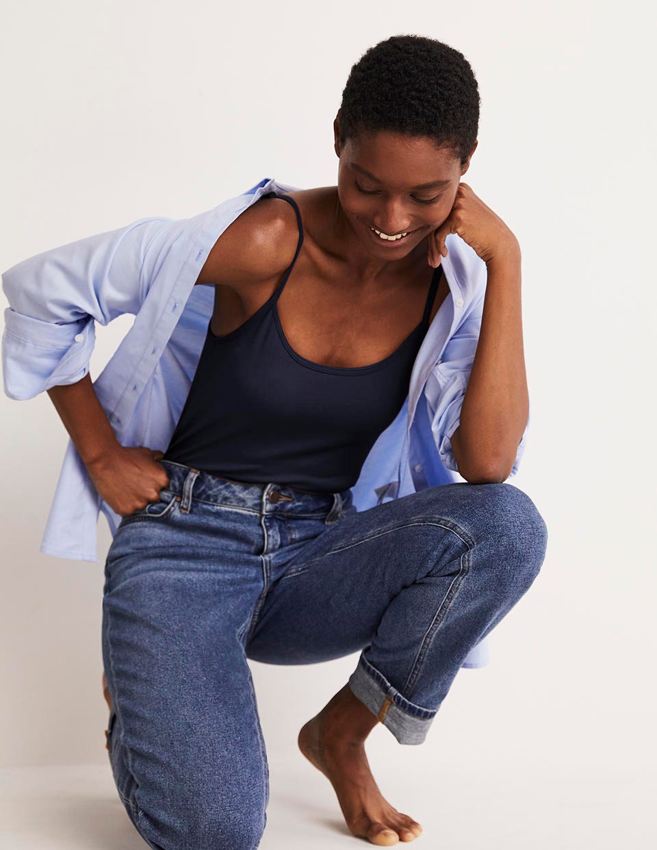 Schlichtes Camisole-Oberteil-Aqua Marine Marl - Image 4