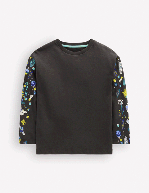 Langarmshirt mit im Dunkeln leuchtender Grafik vorn und hinten