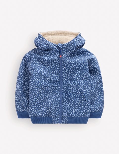 Wendbare Teddyfell-Bomberjacke mit Kapuze