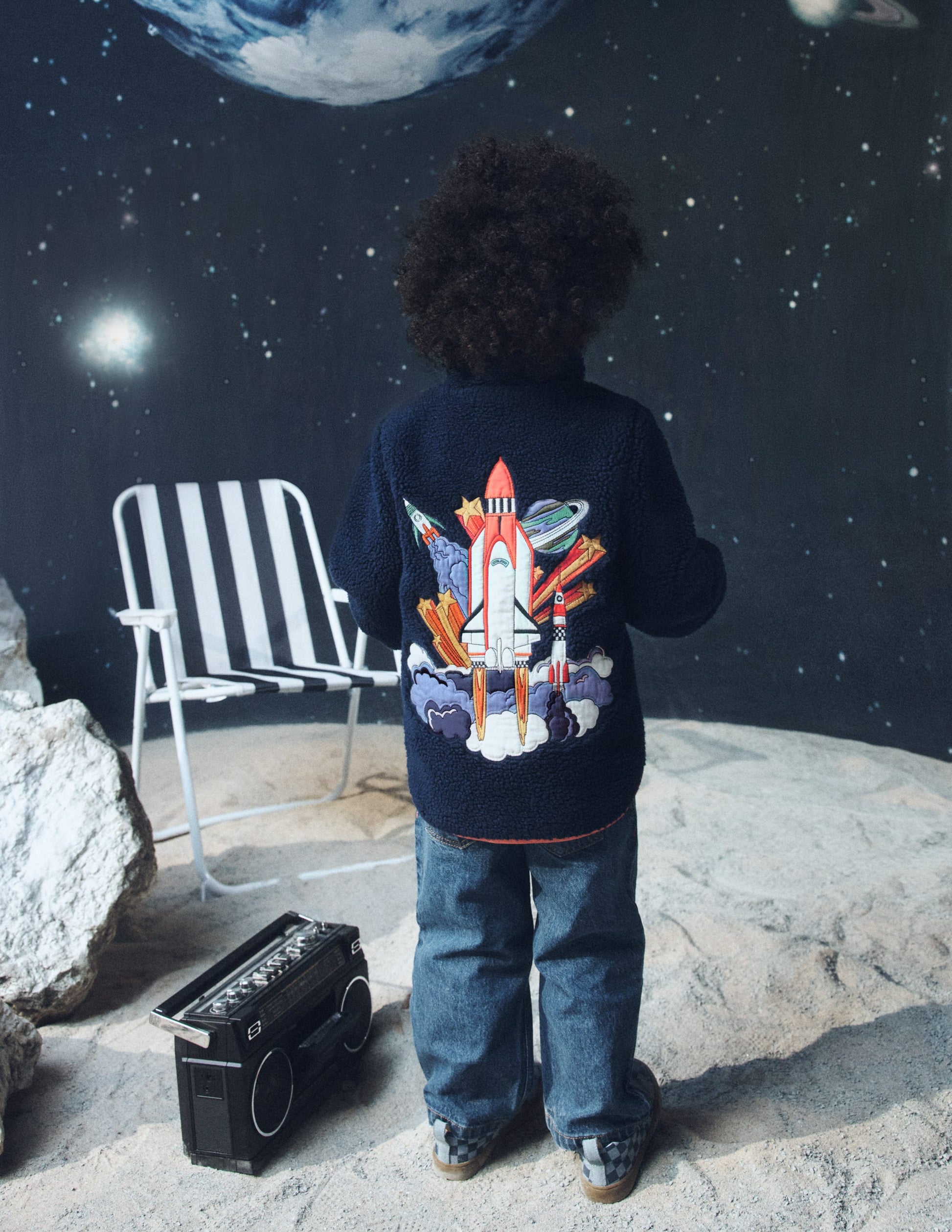 Cosy Borg Jacket-College Navy Space-8