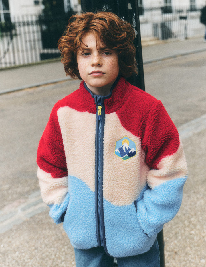 Kuschelige Teddyfell-Jacke-Blockfarben