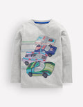 Superstitch Long Sleeve Top-Grey Marl Racing Cars