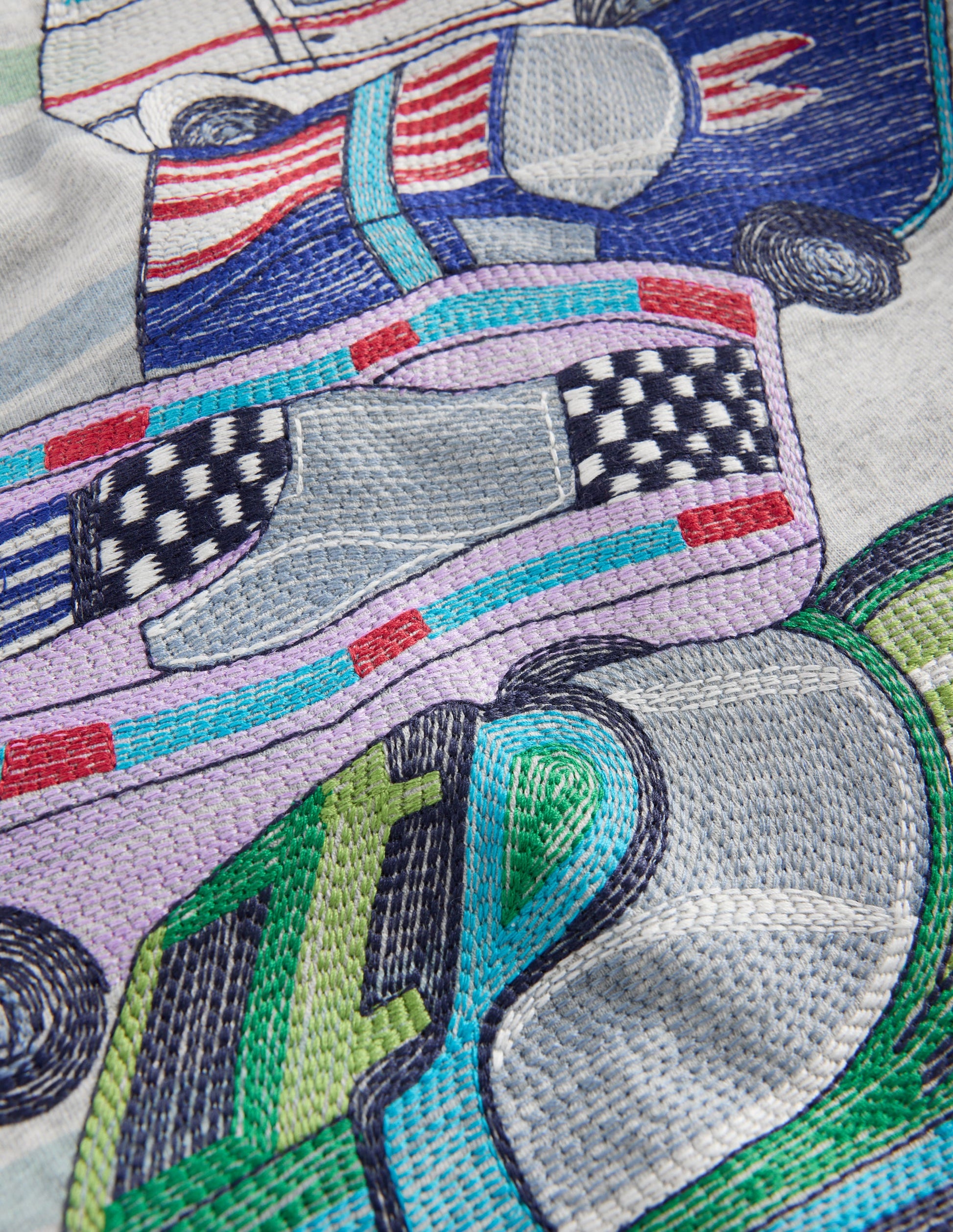 Superstitch Long Sleeve Top-Grey Marl Racing Cars-3