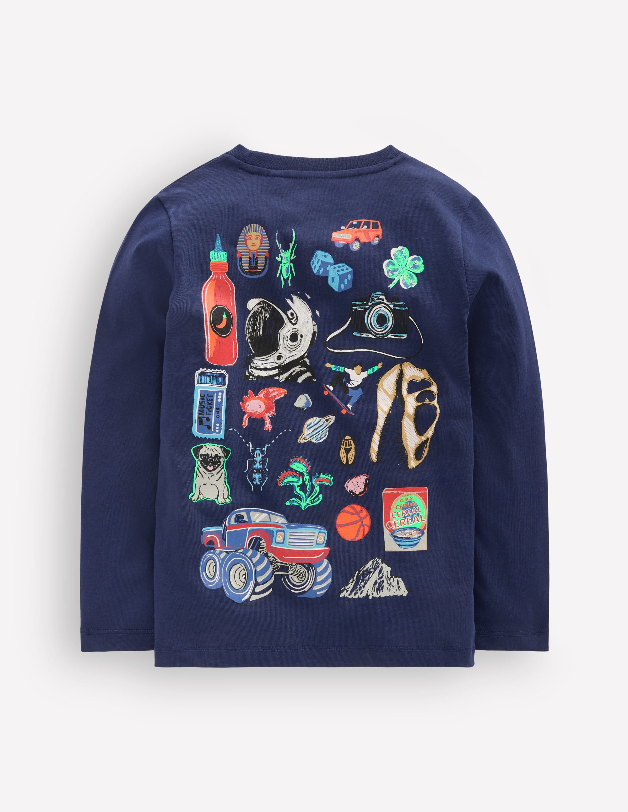 Front & Back Printed T-shirt-College Navy Random Things - Image 2