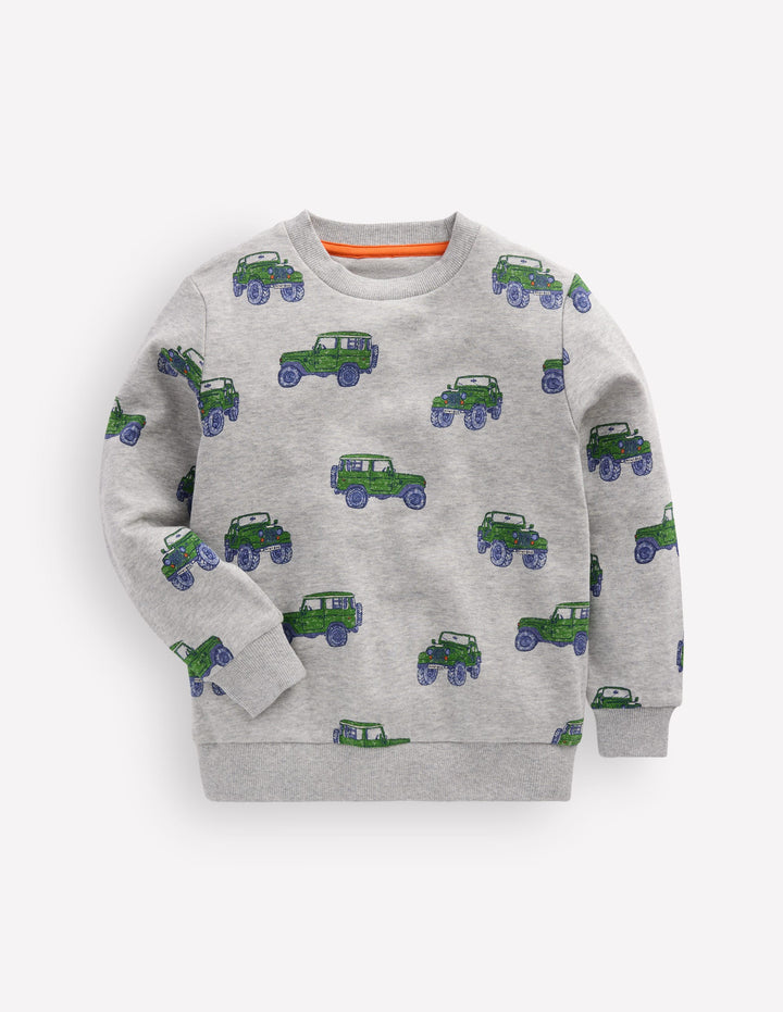 Bedrucktes Sweatshirt für den Alltag-Grau Meliert Jeep
