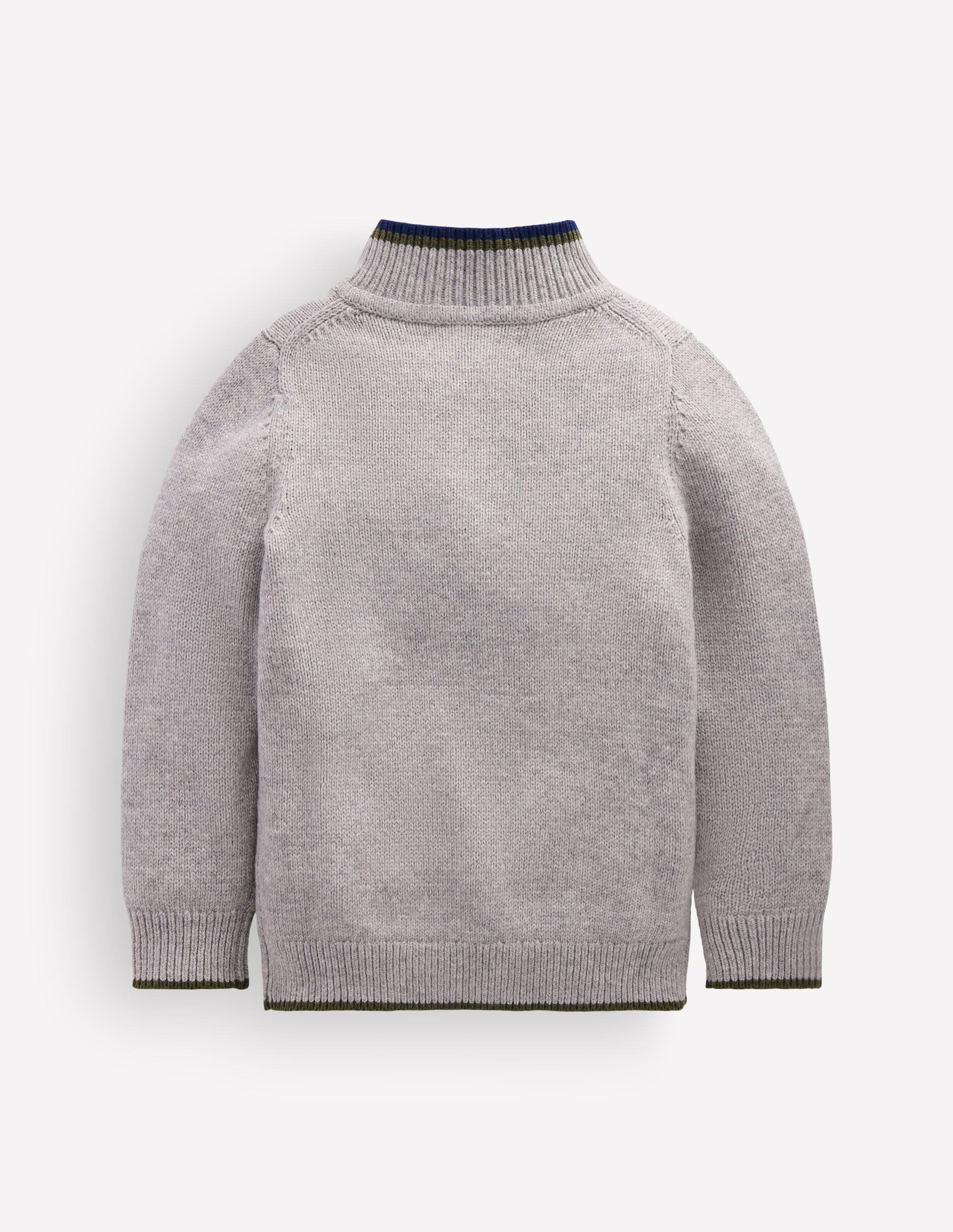 Klassischer Pullover mit halblangem Reißverschluss-Grau Meliert - Image 3