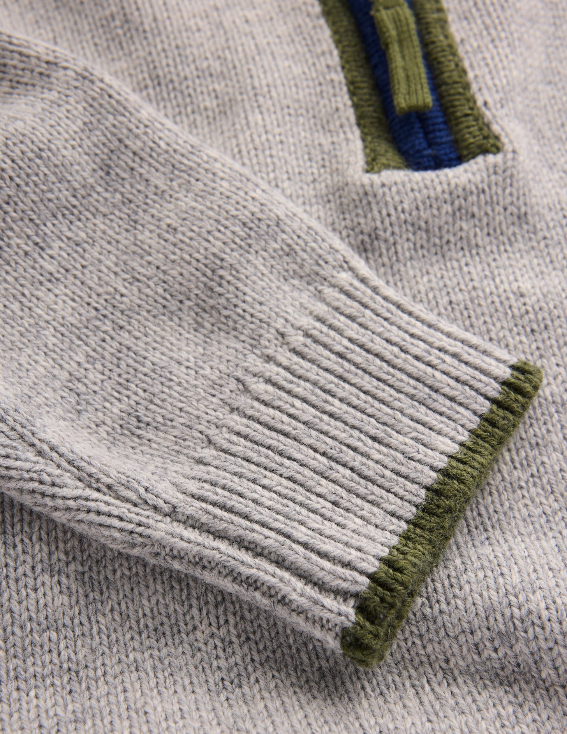 Klassischer Pullover mit halblangem Reißverschluss-Grau Meliert-4