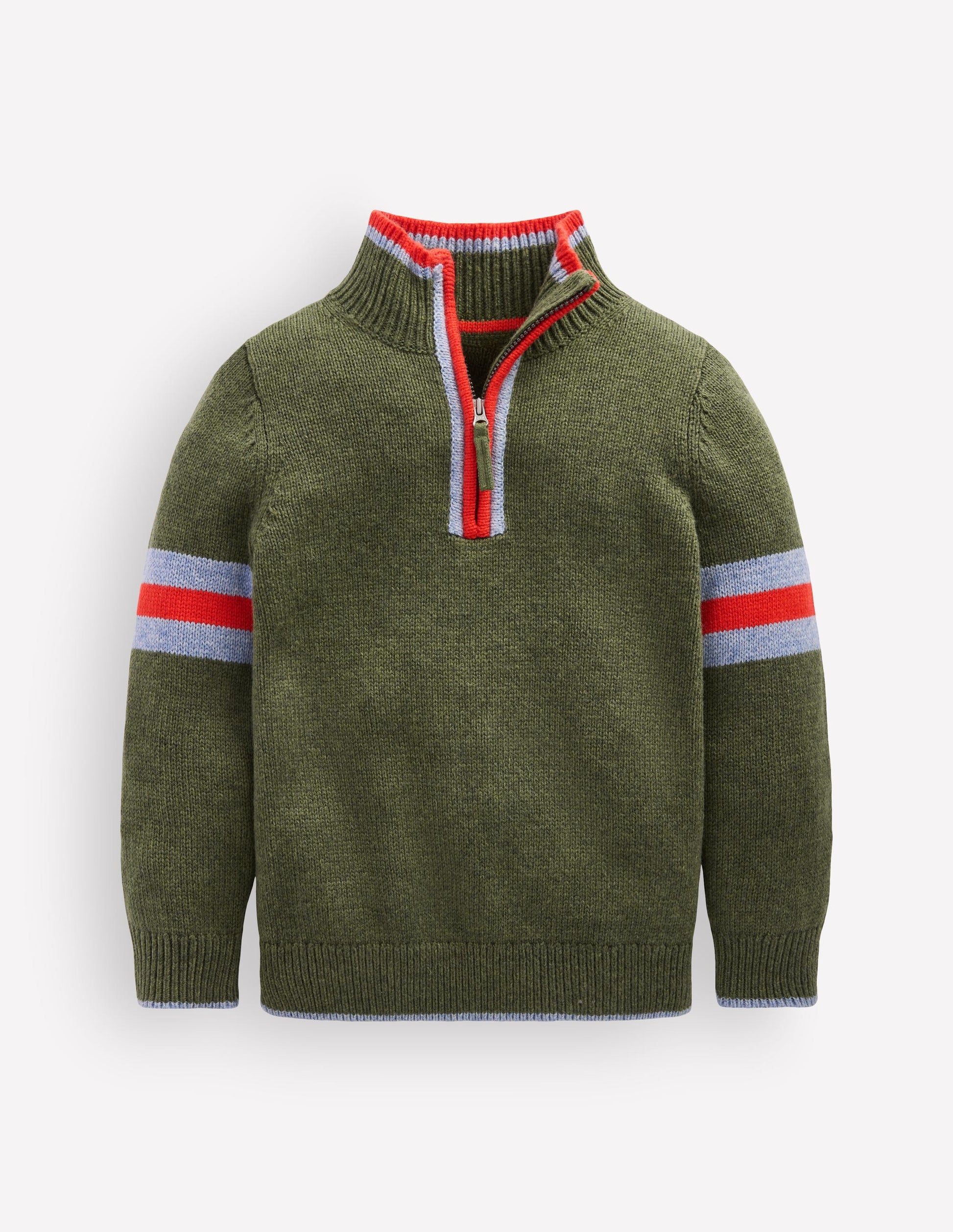 Klassischer Pullover mit halblangem Reißverschluss-Schnittlauch Meliert-3