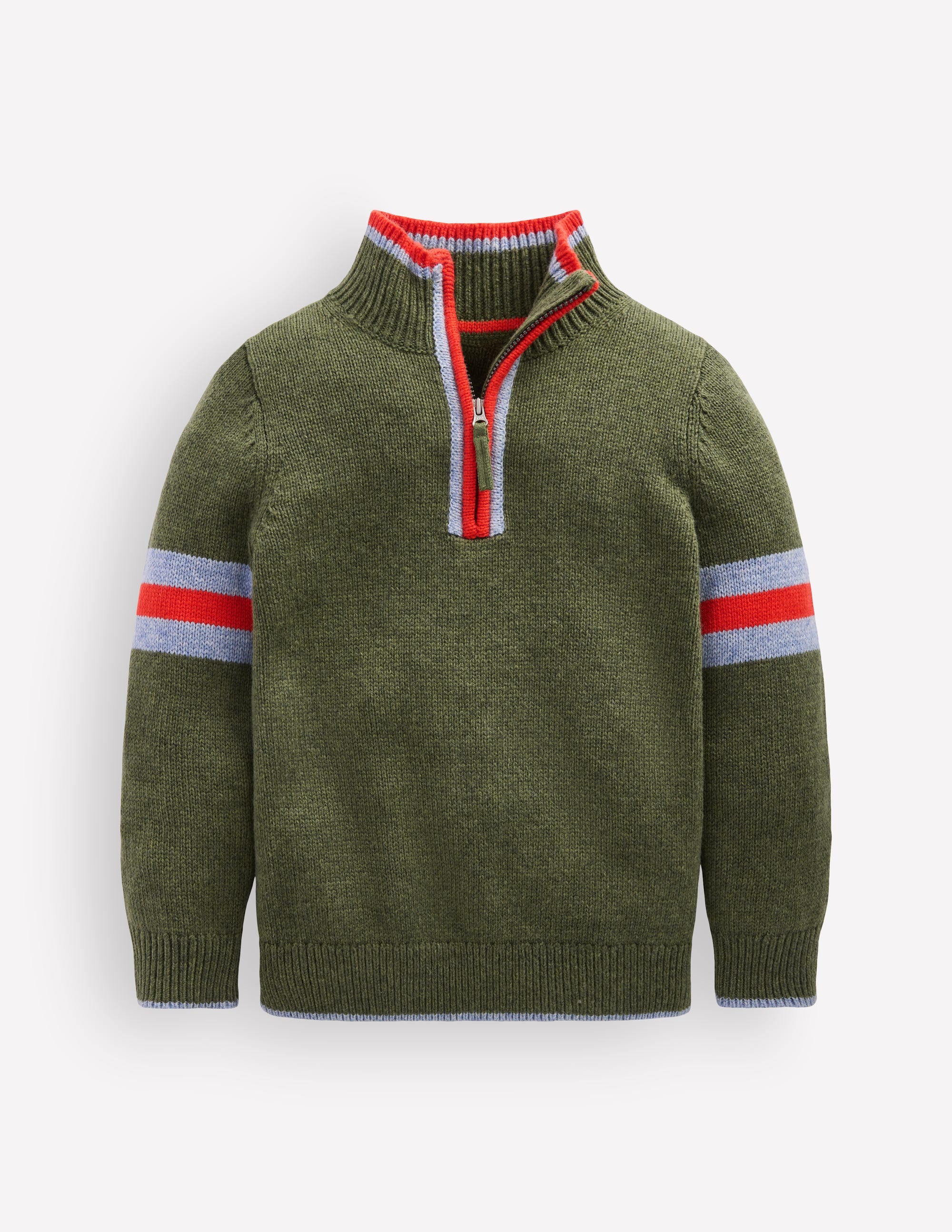 Klassischer Pullover mit halblangem Reißverschluss-Schnittlauch Meliert - Image 3