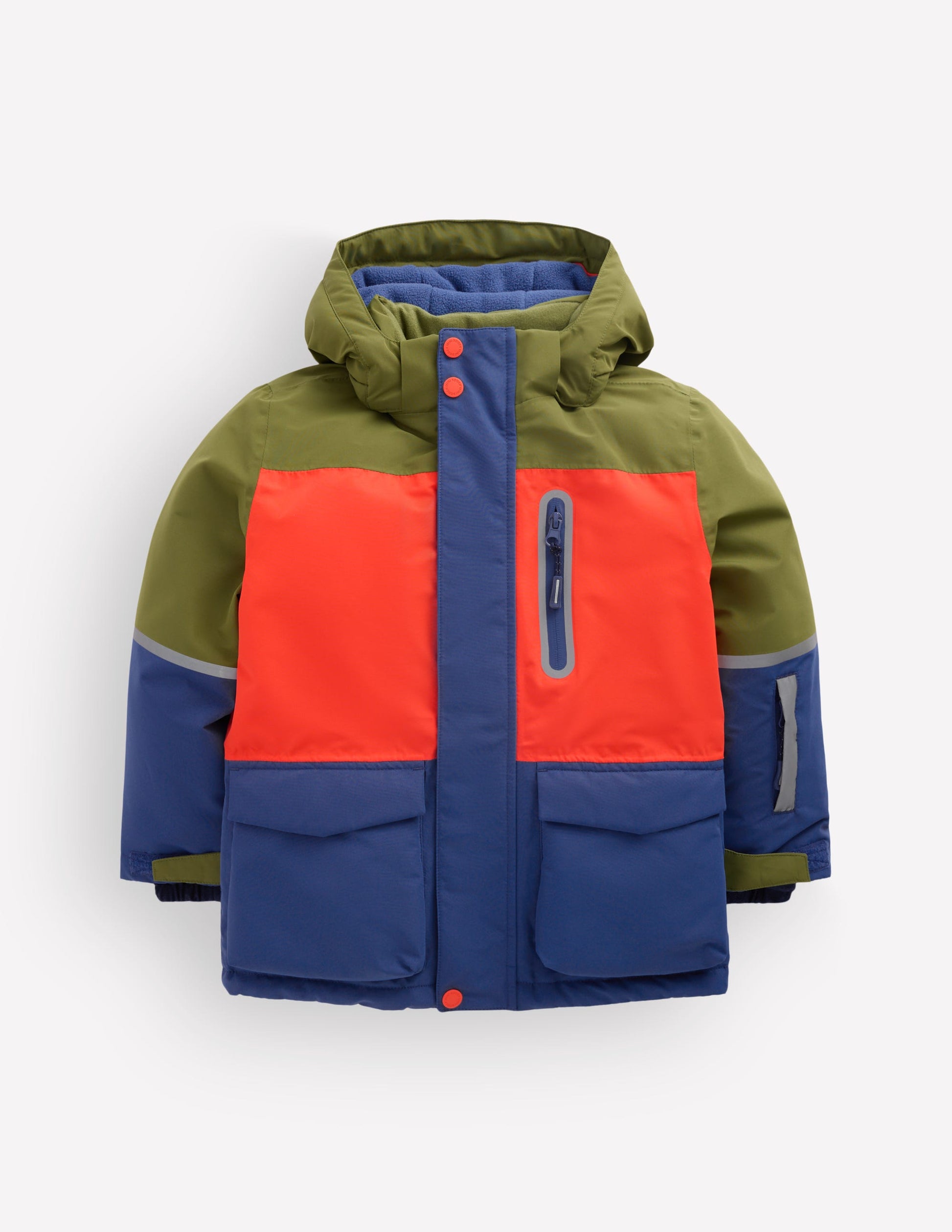 Wasserdichter Allwettermantel-Khaki Color Blocking-5