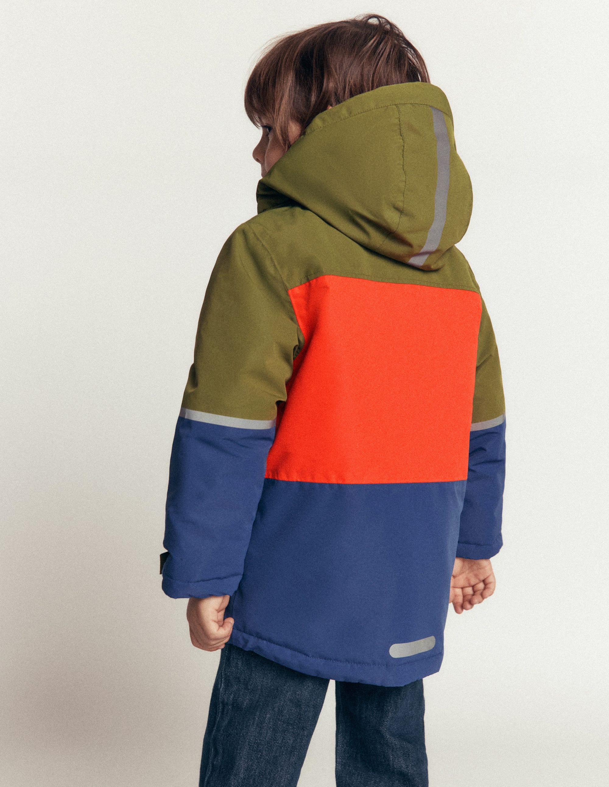 Wasserdichter Allwettermantel-Khaki Color Blocking - Image 2