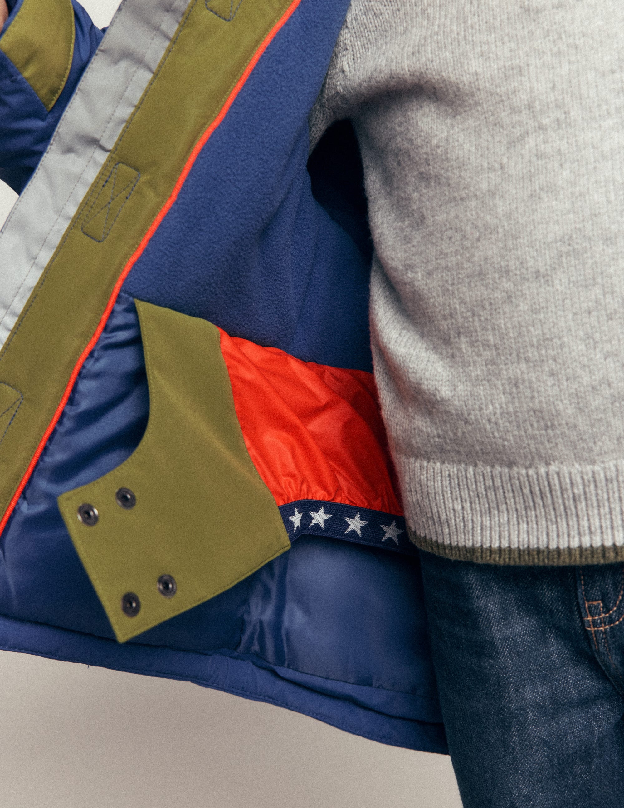 Wasserdichter Allwettermantel-Khaki Color Blocking - Image 4