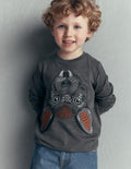 Im Dunkeln leuchtendes T-Shirt mit Superstitch-Schattengrau Fledermaus