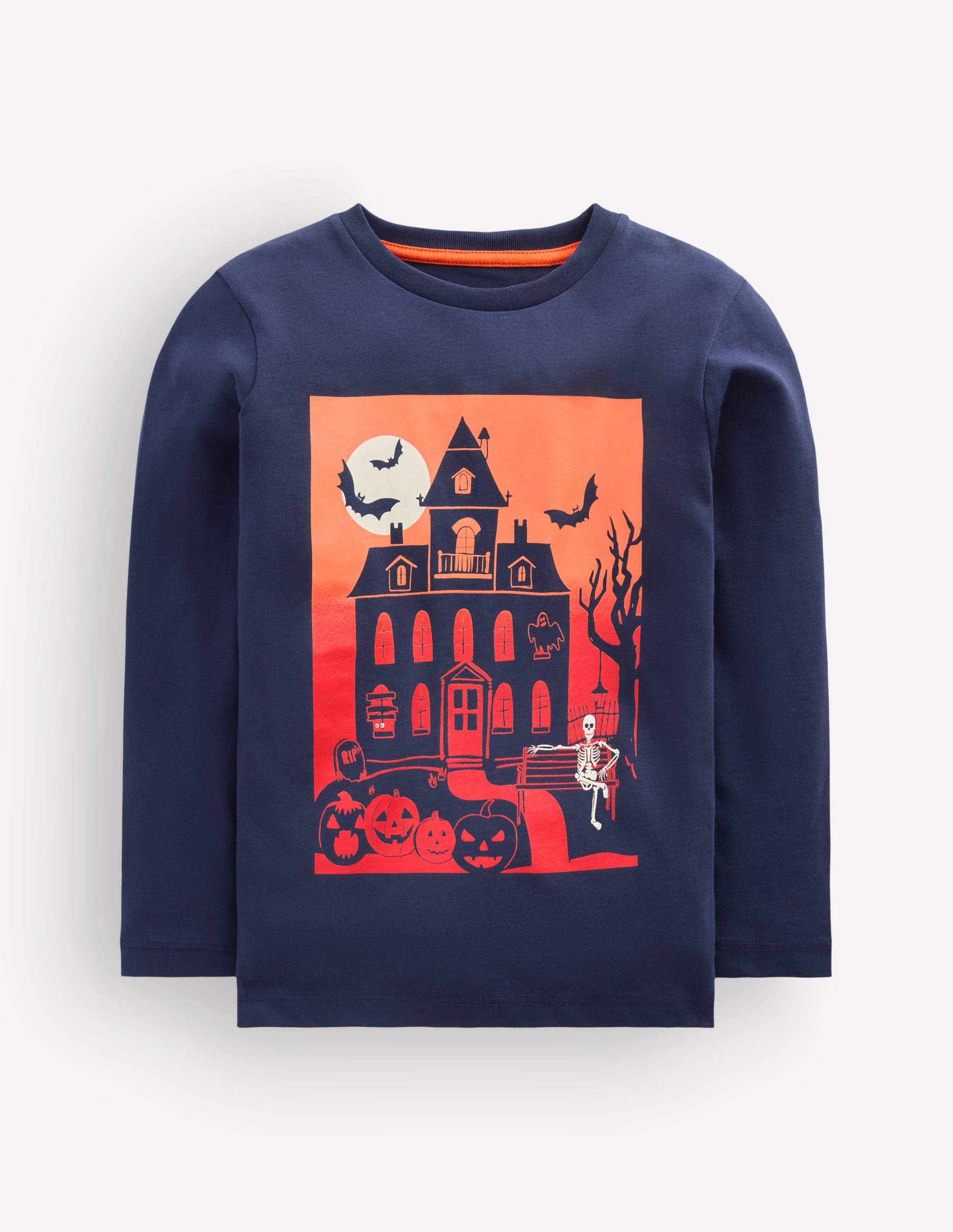 Long Sleeve Glow T-shirt-French Navy, Halloween Castle-3