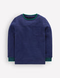 Kuscheliges, mittelschweres Langarmshirt-Schuluniform-Marineblau /Juwelengrün