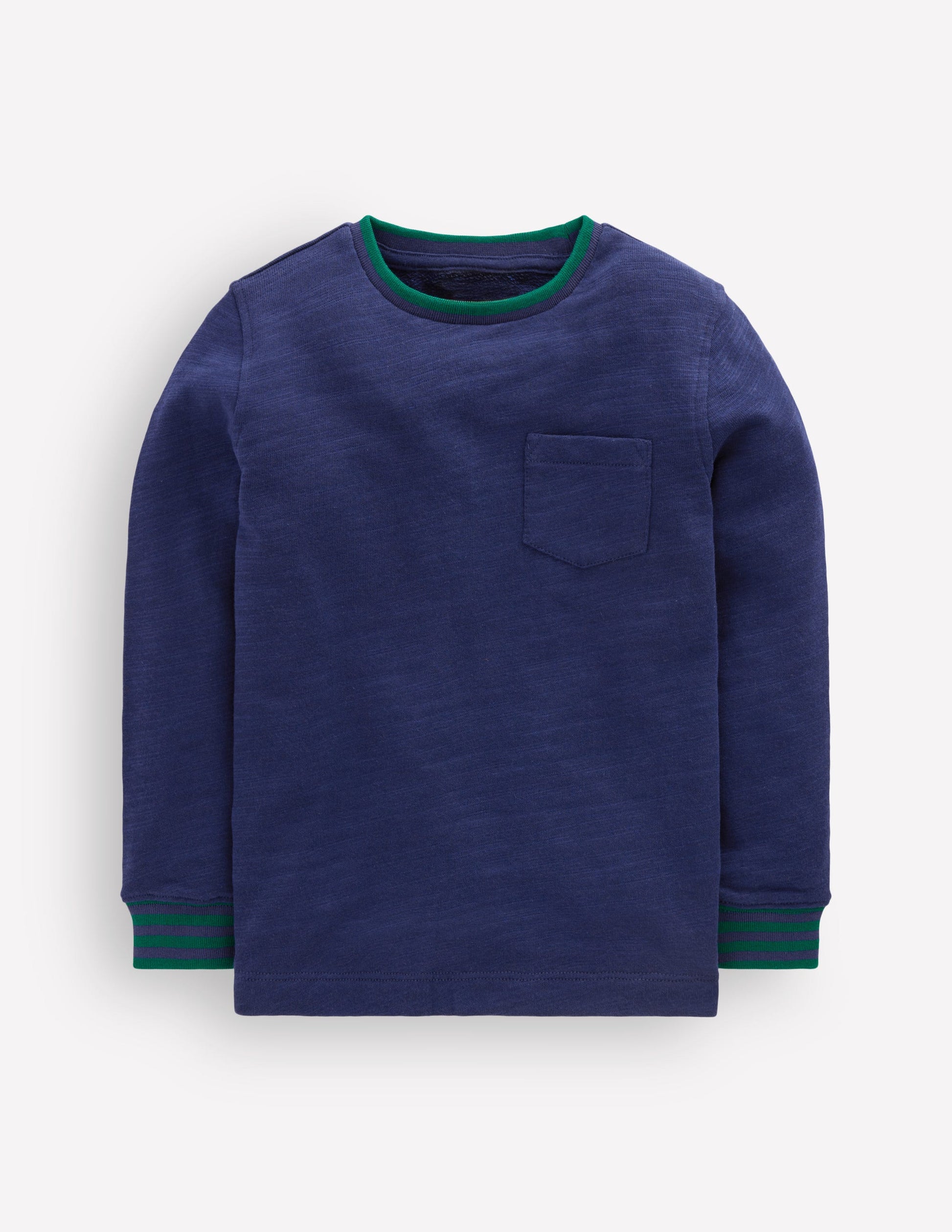Kuscheliges, mittelschweres Langarmshirt-Schuluniform-Marineblau /Juwelengrün-1