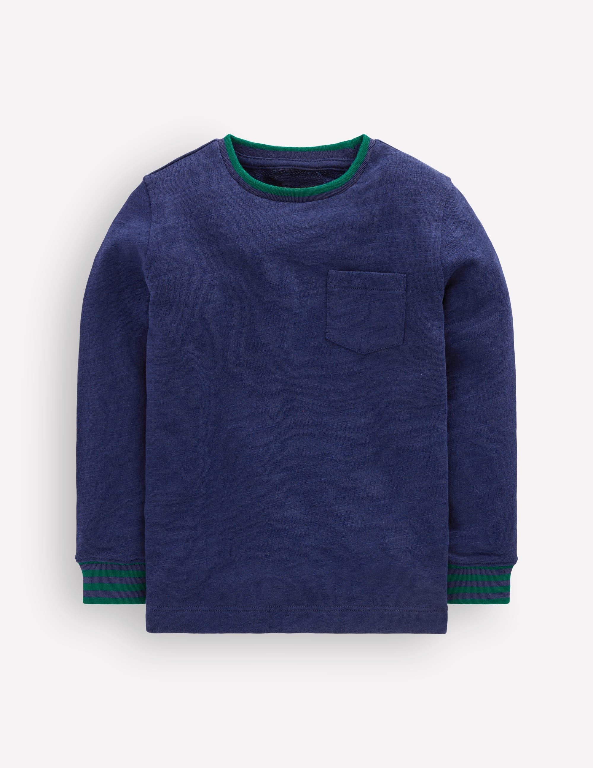 Kuscheliges, mittelschweres Langarmshirt-Schuluniform-Marineblau /Juwelengrün - Image 1