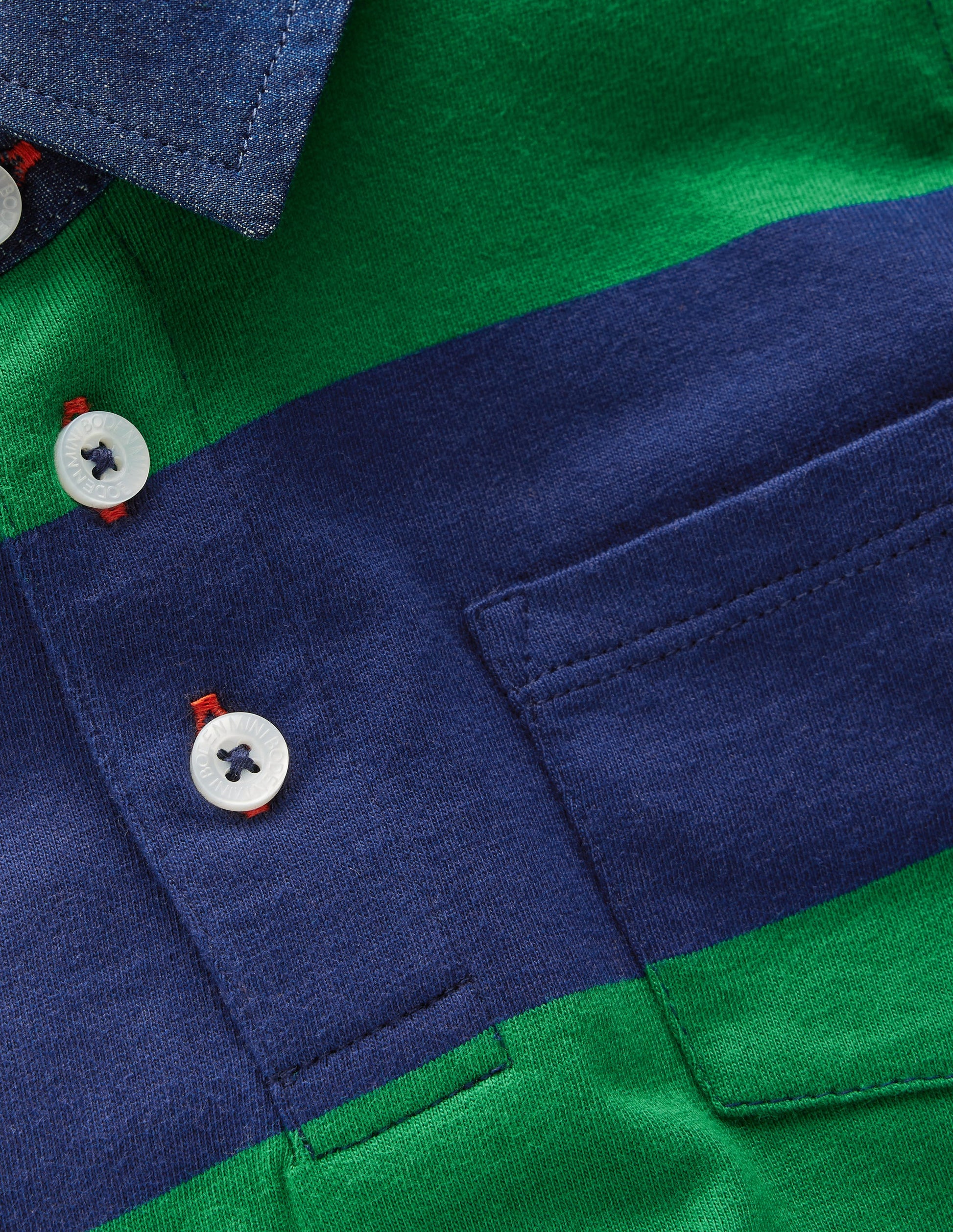 Long Sleeve Smart Polo Shirt-College Navy / Fresh Green-4