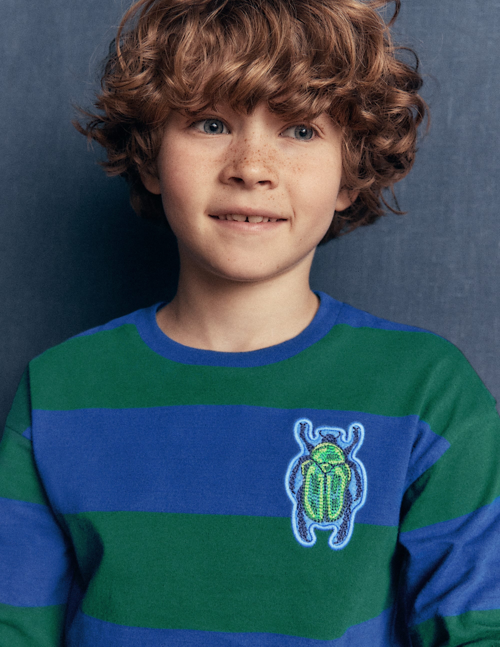 Langarmshirt mit Aufnäher-Blau Streifen - Image 1