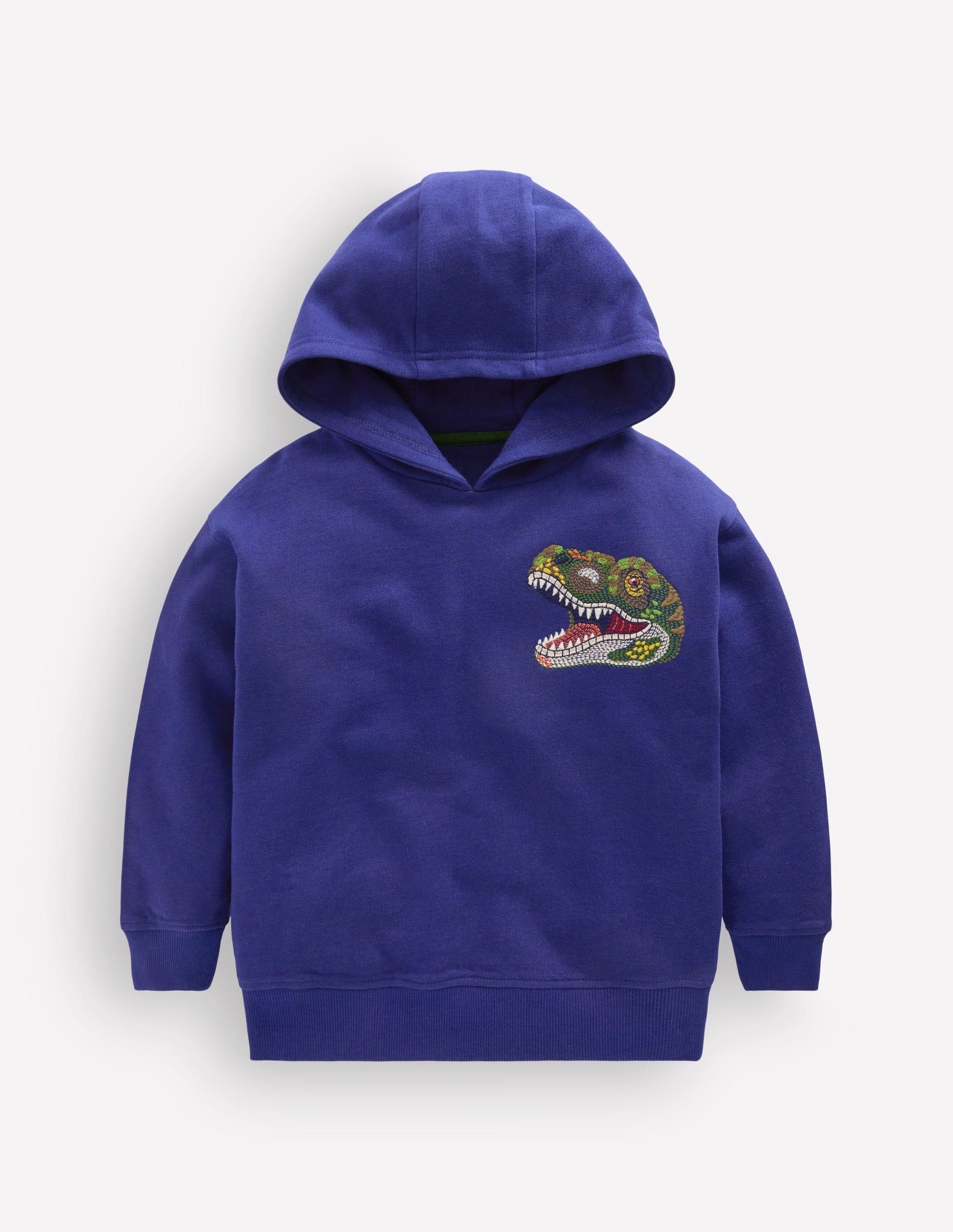 Kapuzenpullover mit Superstitch-Blau Dino-2