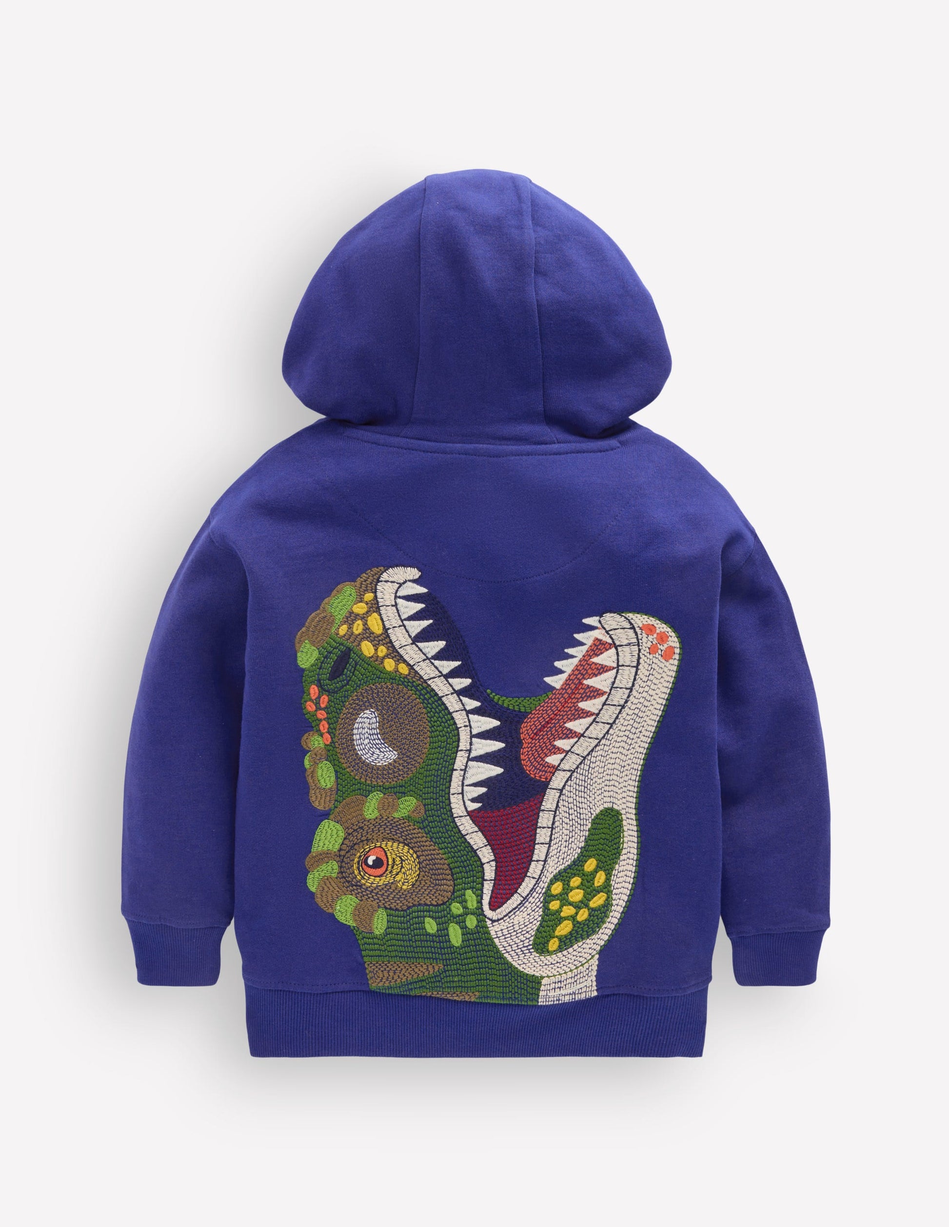 Kapuzenpullover mit Superstitch-Blau Dino-3