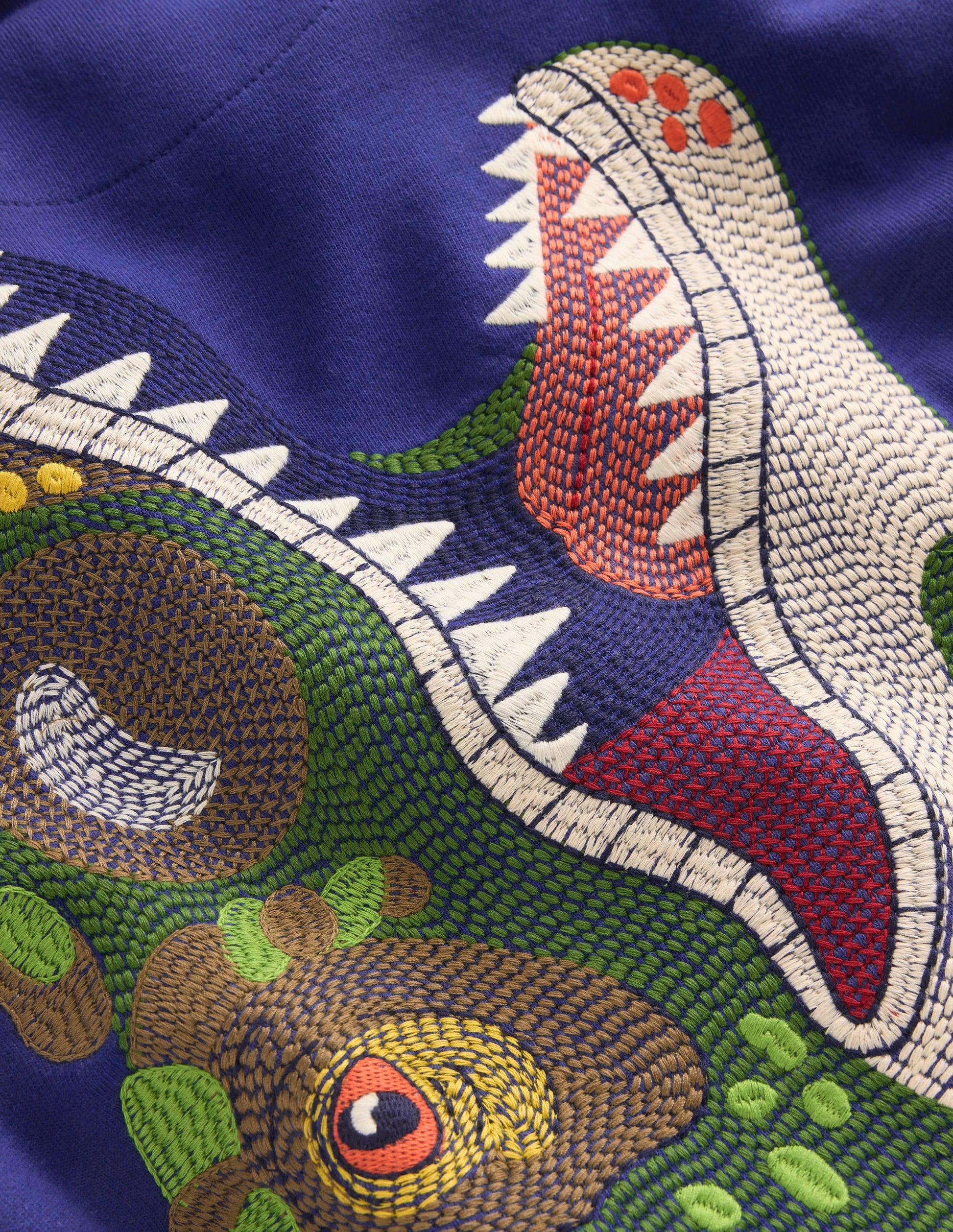 Kapuzenpullover mit Superstitch-Blau Dino-4